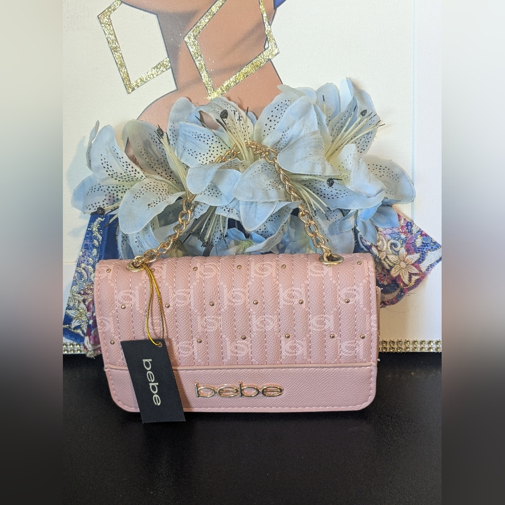 BeBe NWT Blush Pink Dainty Crossbody Chain Strap Purse Bag - Picture 10 of 10